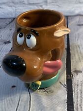 VTG 1997 Warner Bros. Brown Ceramic Authentic Scooby Doo Face Coffee Mug 12 Oz picture