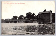 Fox River Dam and Mill Algonquin Illinois IL c1910 Postcard picture