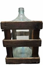 Antique Great Bear 5 Gallon Glass Water Bottle And Wooden Crate 1928 picture