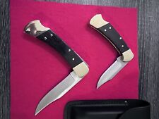 BUCK  USA PAIR 110 Two Dot  112 Two Dot Folding Knives. VINTAGE. GREAT CONDITION picture