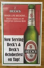 VINTAGE BECK’S #1 IMPORTED GERMAN BEER LAMINATED OCTOBERFEST POSTER (36” X 23”) picture