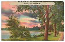 Vintage Greetings from Geneva Illinois IL Postcard c1954 Lake Scene Linen picture