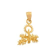 3D Christmas Candle Charm Pendant 14k Gold picture