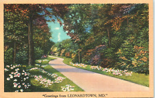 Greetings From Leonardtown Vintage Maryland 1948 Postcard picture