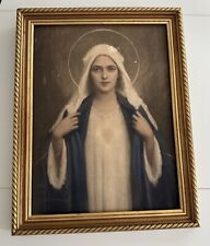 Vintage Painting Print Of Mother Mary Framed 10x13 picture