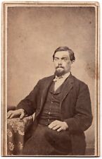ANTIQUE CDV C. 1860s A.F. SALISBURY HANDSOME BEARDED MAN IN SUIT PAWTUCKET R.I. picture