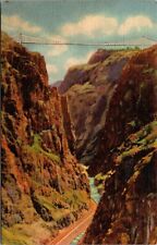 Vintage 1940's Postcard Highest Bridge in the World Royal Gorge Colorado picture