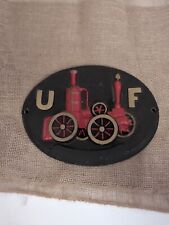 Vintage Cast Iron Sign UF United  Firefighter  Plaque  picture