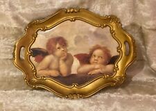 Vintage Raphael Angel Cherub Tray Florence Italy Home Essentials Gold Plastic picture