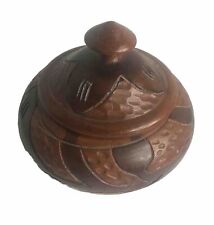 Vintage Hand Carved Wooden Trinket Box With Lid 4x5inches Casket picture