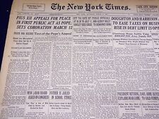1939 MARCH 4 NEW YORK TIMES - PIUS XII APPEALS FOR PEACE - NT 3053 picture