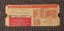 Vintage 1968 General Chipbreaker Drill Computer Card Slide Gauge Cost Cutter picture