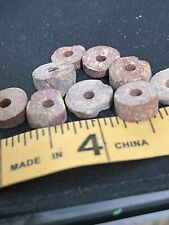 (10) Original Chippewa Indian Pipestone Trade Beads Great Color Big Size picture