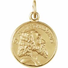 St Jude Thaddeus Medal 18 x 18mm 14K Yellow Gold Round Medal Plain Back picture