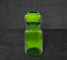 Vintage Apothecary Green Glass Jar ~ Bubble Lid Container Made In Belgium 7” picture