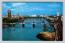 London, UK-United Kingdom, Lambeth Bridge, River Thames, Vintage Postcard picture
