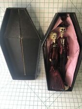 Large Rare Day of the Dead Skeleton Bride & Groom in Cardboard Coffin picture