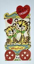 Cute 1950s Kitsch Valentine’s Day Card - Lustre Brite By Fuld Circus Tiger picture