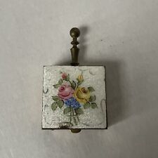 Coquette Use Vtg Mini Floral Silent Ash Butler Snuff Pill Jewelry Box w/Handle picture