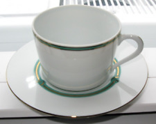 Christofle Rubanea Vert Green Teacup & Saucer Set Bread Plate OF2 picture