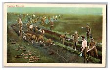 WW1 Colorized Color Tinted Army Digging Trenches in Battlefield DB UNP Postcard picture