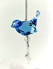 Holiday Acrylic Blue Bird Of Happiness Decorative Ornament With Clear Dangle picture