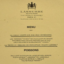 Vintage 1967 Lasserre Restaurant Menu Franklin Delano Roosevelt Paris France picture