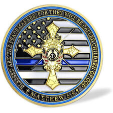 Police Officer Law Enforcement Collection Thin Blue Line Coin Prayer Challenge picture