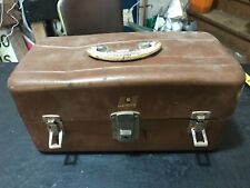 Vintage Hawthorne Montgomery Ward brown steel tool box 2 organizing trays picture