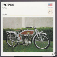 1914 Excelsior V-Twin 750cc (746cc) American Bike Motorcycle Photo Spec Card picture