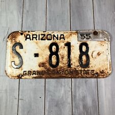 1955 ARIZONA License Plate with 55 Tab Rusty Dirty White Black Letters picture