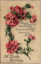 c1910 BIRTHDAY A HAPPY BIRTHDAY FLORAL POETIC EMBOSSED J. WIRSCH POSTCARD 26-298 picture
