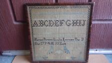 ANTIQUE SAMPLER PICTORIAL FRAMED HARRIET PERKINS AGED 10 YEARS DATED 1794 picture