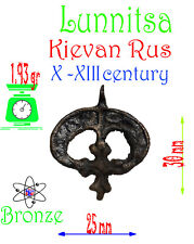 ANTIQUE BRONZE amulet - CROSS LUNNITSA X-XIII CENTURIES  Kievan Rus #23215 picture