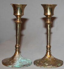 PAIR VINTAGE SOLID BRASS CANDLESTICKS picture