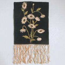 Antique Floral Wall Hanging Ribbonwork Embroidery Ribbon Daisy Flowers picture