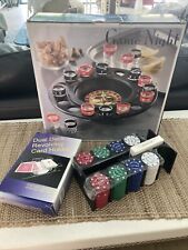 Casino Game Night Shot Glass Roulette Dealing Rack NIB Vegas Style Chips Cards picture
