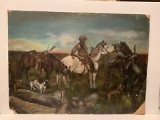 Vintage Original Oil Cowboy Painting Signed picture
