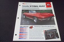 Hot Cars 1963-1967 Chevrolet Corvette Sting Ray IMP Info Fold-Out Spec Sheet picture
