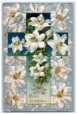 c1910's Easter White Lily Flowers Winsch Back Embossed Posted Antique Postcard picture