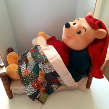 vintage 1995 Disney Winnie the pooh in bed for Christmas animatronic picture
