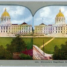 c1900s Minnesota New Capitol Building Greek Architecture Litho Photo Stereo V6 picture