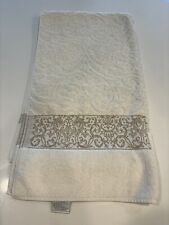 Vtg Charisma Fieldcrest Plush Sculpted  Ivory Gold  Embroidery Bath Towel  USA picture