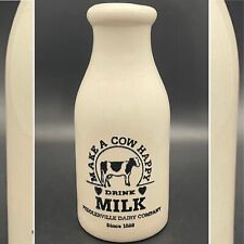 Crock Shop Primitive Style Make A Cow Happy Milk Bottle (Crazed) USA 9