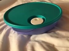 Tupperware Crystal Wave Divided Microwave Dish Blue 2651C Vented Lid Green 10” picture