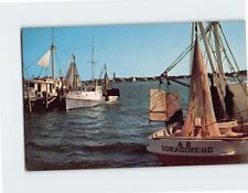 Postcard Shrimp Boats At Anchor Ocracoke Island North Carolina USA picture