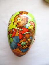 Vintage Peter Rabbit Paper Mache Egg Made in Western Germany Plus Metal Egg picture