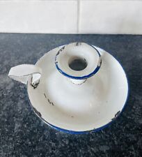 Antique French Enamelware / Graniteware Candleholder c.1900-20 - Blue & White picture