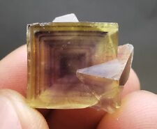 TOP！8.5g exquisite multi-layer purple window yellow cubic fluorite crystal picture