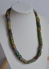 rare huge Antique African Venetian Millefori green glass trade beads Necklace  picture